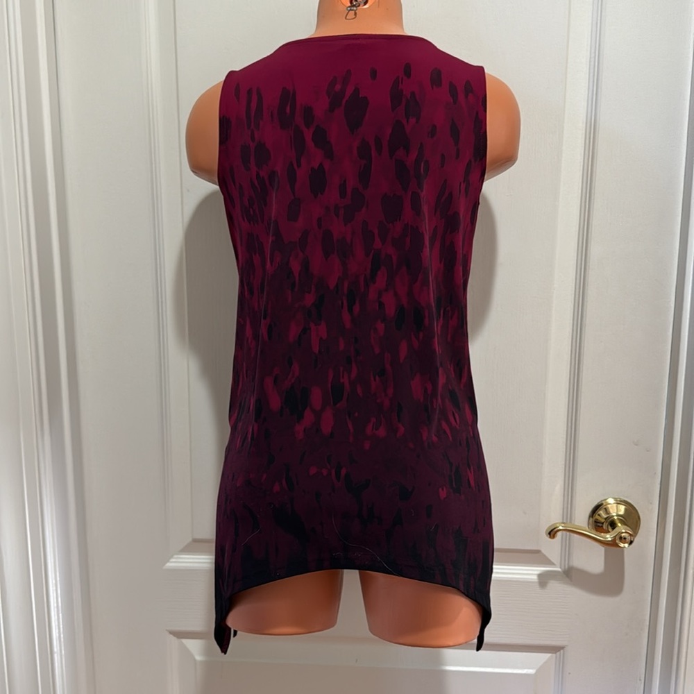 ALFANI Berry Jungle Ombre Handkerchief Hem V Neck Tank PS SP Petite Small $60 - Picture 5 of 9
